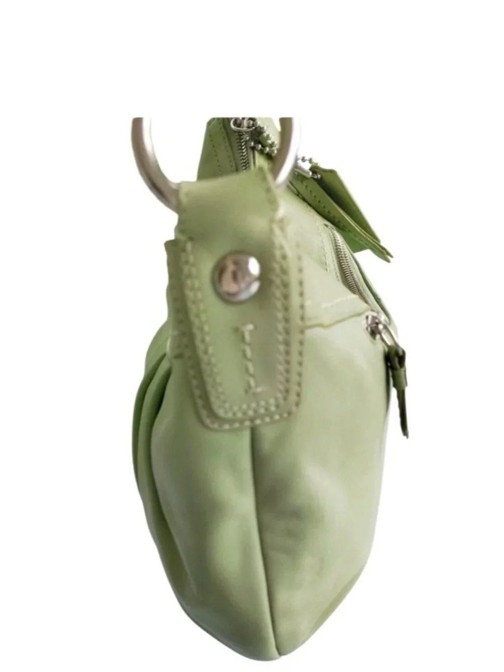 Vintage Y2K Coach Soho Pleated Leather Shoulder Bag Lime Green F13731 Hobo Purse - Picture 7 of 16